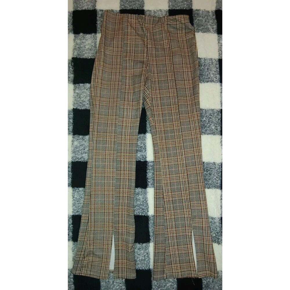 Joe Benbasset Brown And Black Flared Stretchy Pants With Front Slit Junior Large